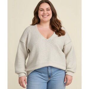 Abercrombie & Fitch Cream V-Neck Sweater